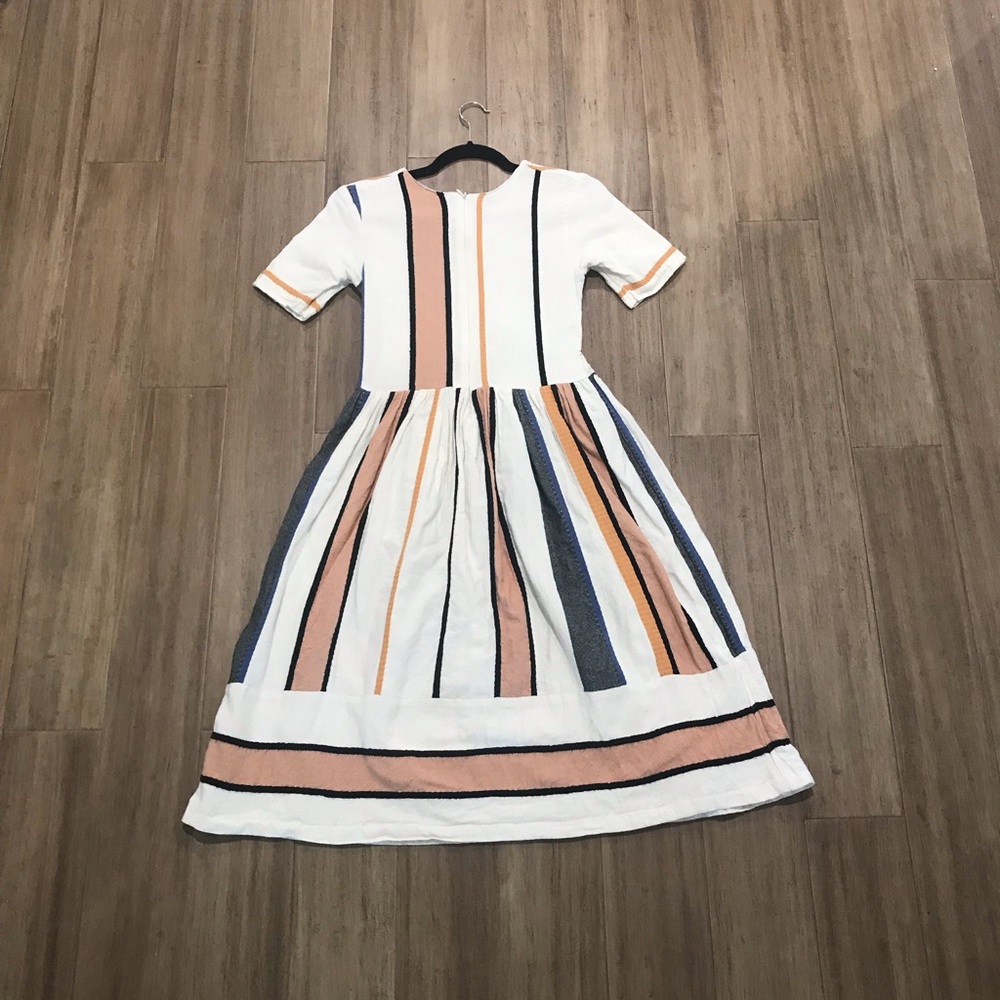 Striped Midi Dress in White, Pink, and Blue - Picture 3 of 3